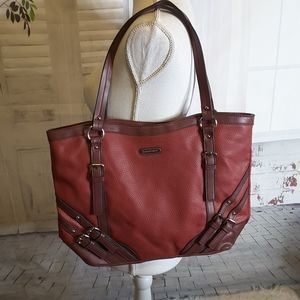 Dana Buchman red brown tote shoulder handbag
